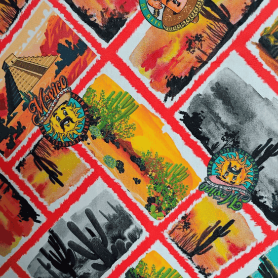 Tricoline Digital 100% Algodão - Coleção Volta ao Mundo - México Turismo