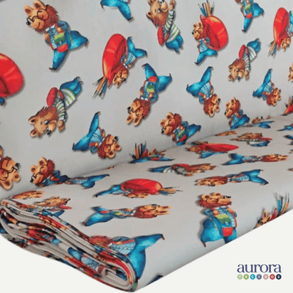 Tricoline Digital 100% Algodão - Coleção Escolar - Estampas Ursinhos Estudiosos