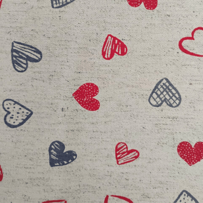 Tecido Linho Misto com Algodão Estampa  Corações