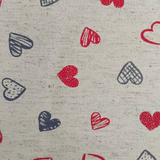 Tecido Linho Misto com Algodão Estampa  Corações