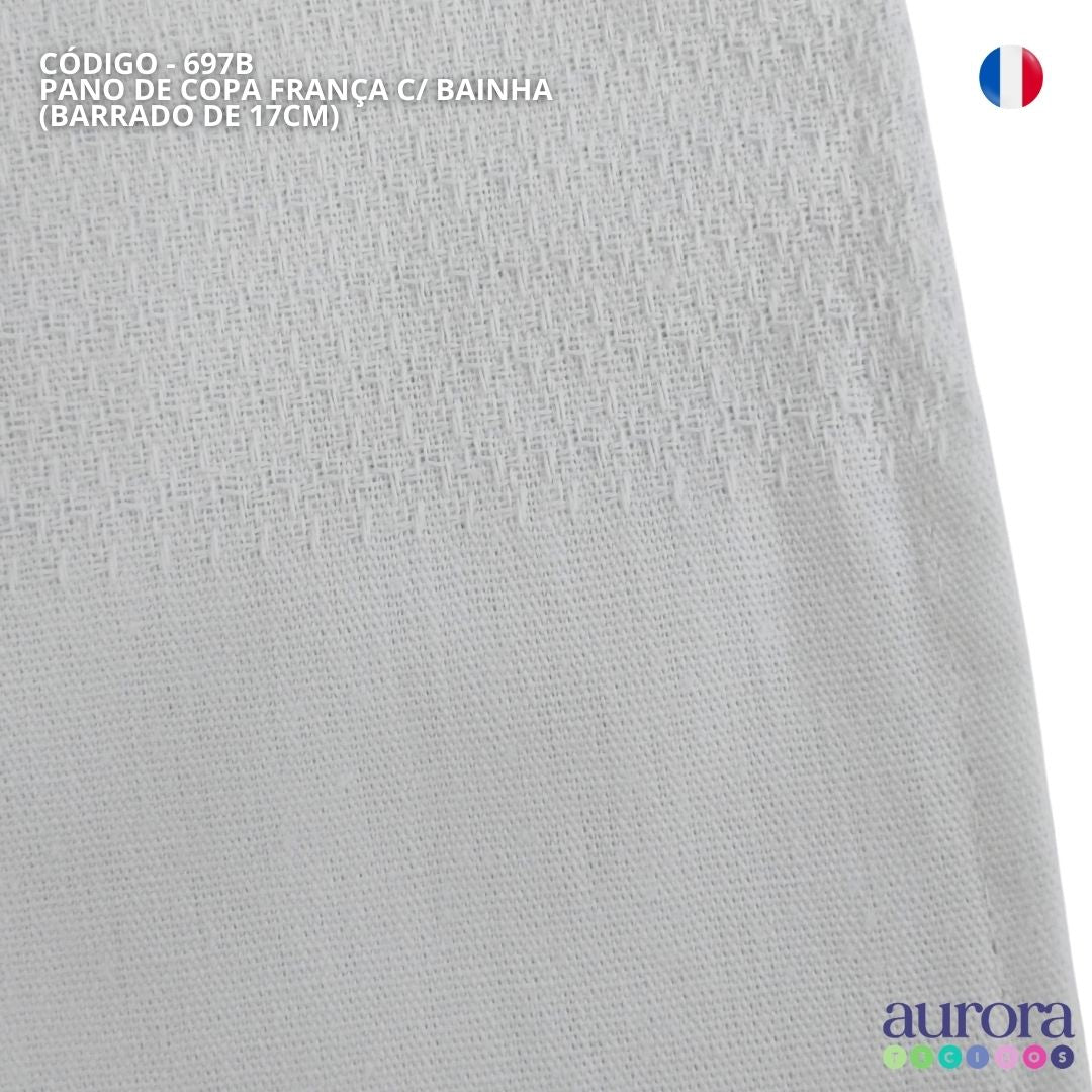 KIT C/ 3 Pano de Copa França Ibirapuera Têxtil Com Bainha e Barrado P/ Pintura