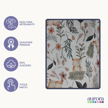 Fraldas Mini Quadriculadas Estampas Digitais - Coleção Ursos