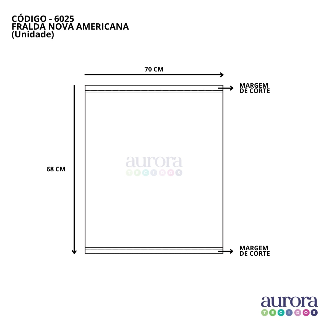 Fralda Lisa Nova Americana - Estreita 0,70 x 0,68 m