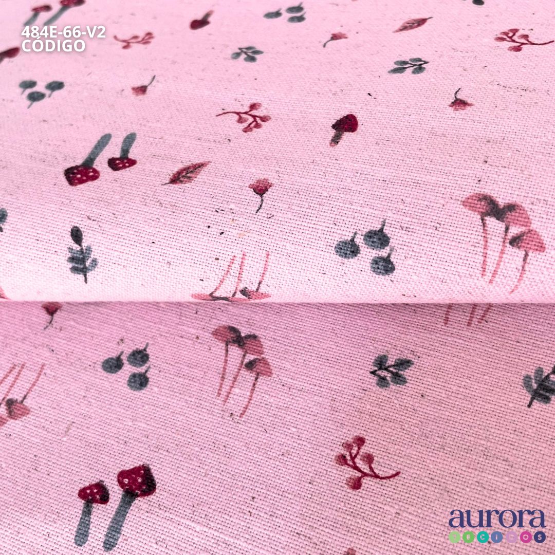 Cotton Linen - Linho com Algodão - Cogumelos Entardecer