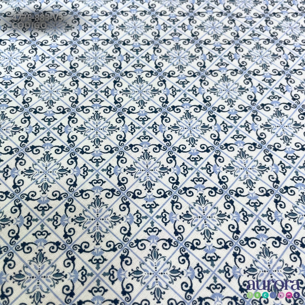 Tricoline Modena 100% Algodão - Bella Cucina - Azulejo II