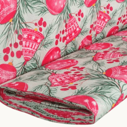 Tricoline Digital 100% Algodão - Coleção Natal Encantado - Sinos Natalino