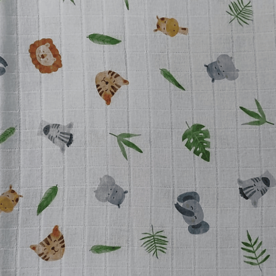 Tecido Fraldas Mini Quadriculadas /  Estampas Digitais - Coleção  Animais / Para Artesanato e Enxoval