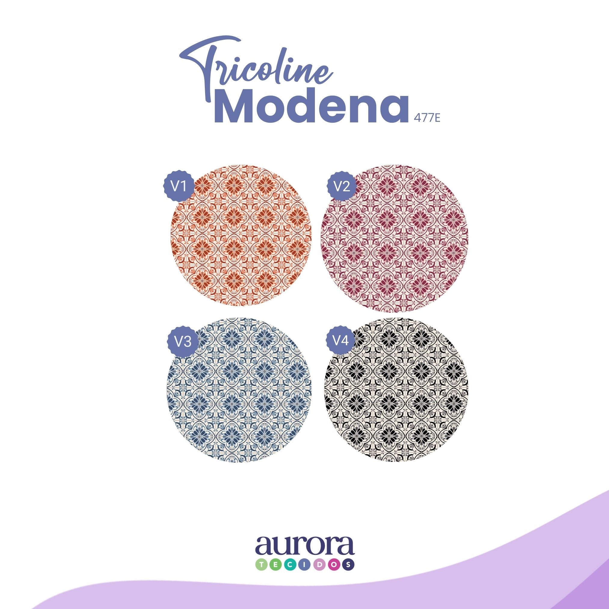 Tricoline Modena 100% Algodão - Bella Cucina - Azulejo I