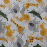 Tecido Fraldas Mini Quadriculadas /  Estampas Digitais - Coleção  Animais / Para Artesanato e Enxoval