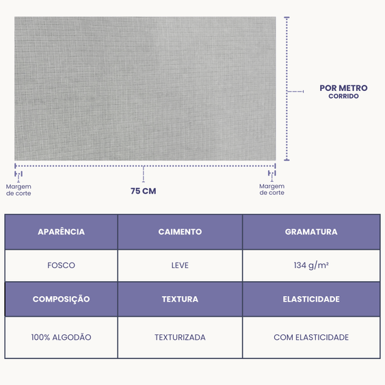 Fralda  Vichy  Estreita 0,75m