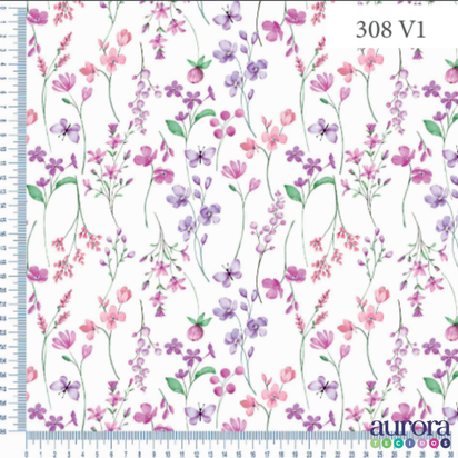 Flanela Digital Estampada - Flor e Borboleta