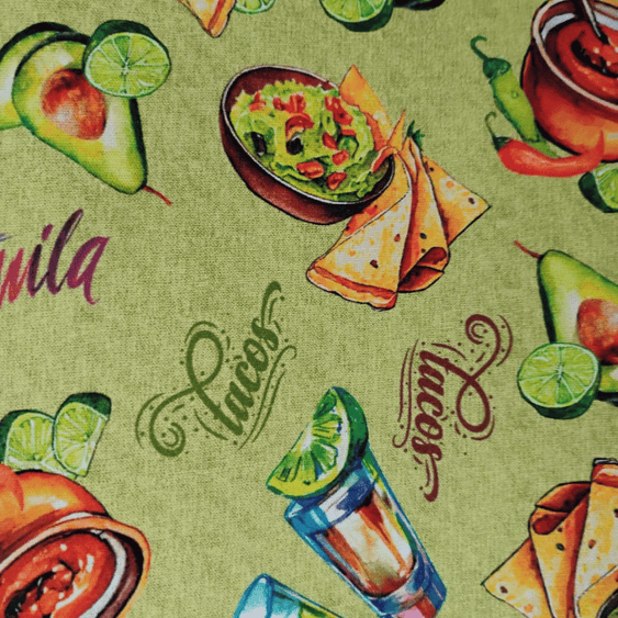 Tricoline Digital 100% Algodão - Coleção Volta ao Mundo - México Comida