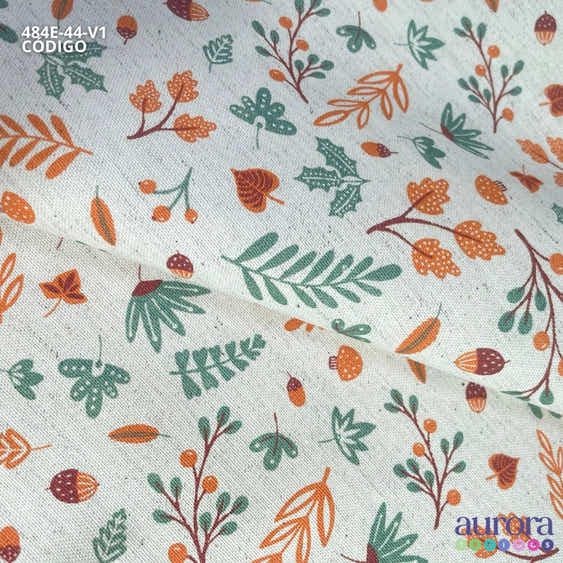 484E - Cotton Linen - Linho com Algodão - Galhos e Folhas