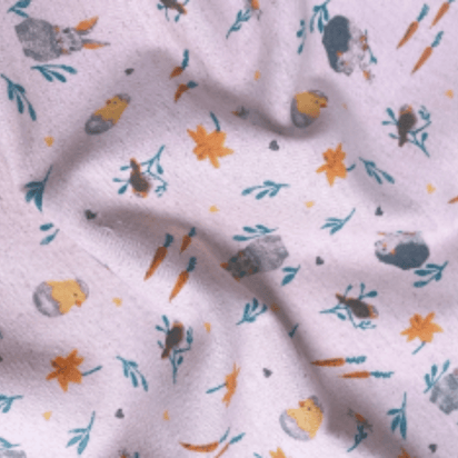 Tecido Linho Misto com Algodão -Estampa Coelho e Pintinhos