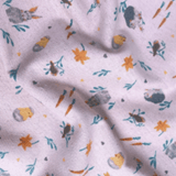 Tecido Linho Misto com Algodão -Estampa Coelho e Pintinhos