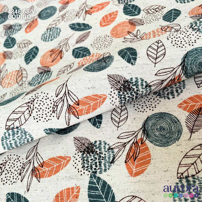 Cotton Linen - Linho com Algodão - Estampa Folhagem Entardecer