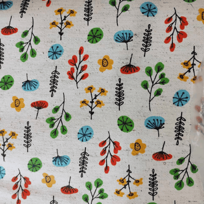 Tecido Linho com Algodão - Coleção Artesanato -  Estampa Floral Colorido