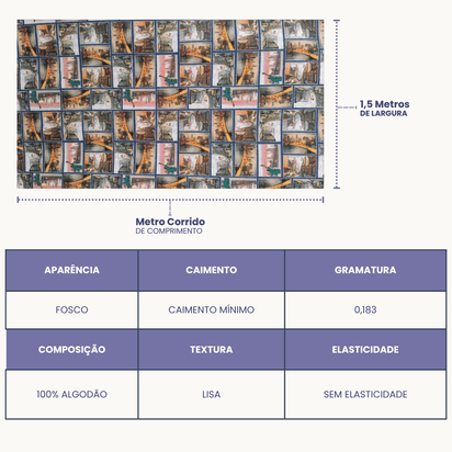 Tricoline Digital 100% Algodão - Coleção Volta ao Mundo - Estados Unidos Turismo