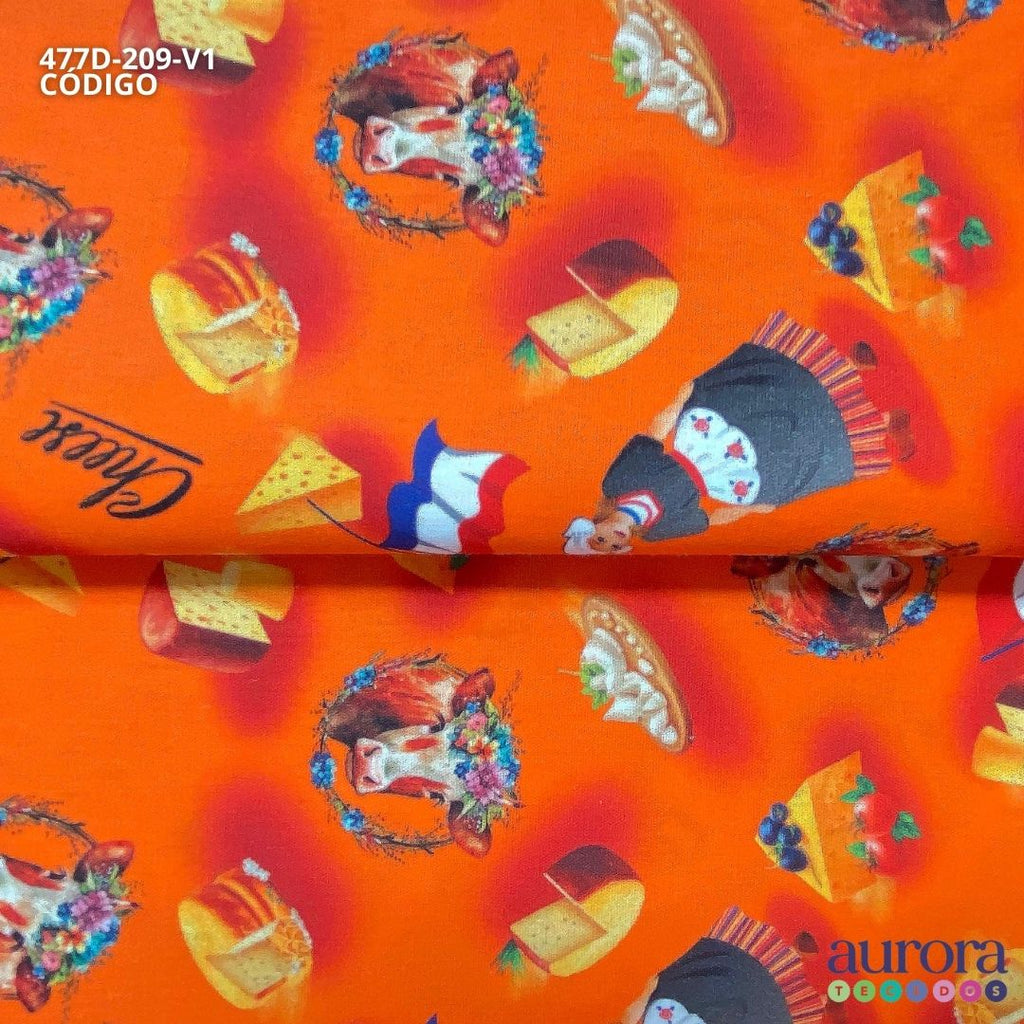 Tricoline Digital 100% Algodão - Coleção Volta ao Mundo - Holanda Comida