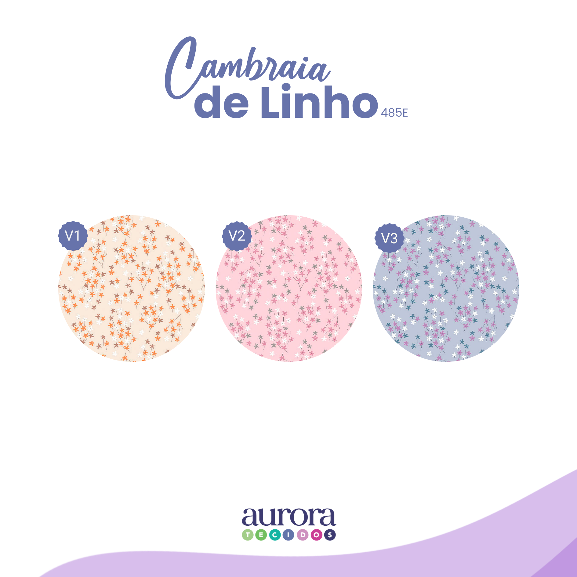 Cambraia de Algodão com Linho - Raminhos com Flores