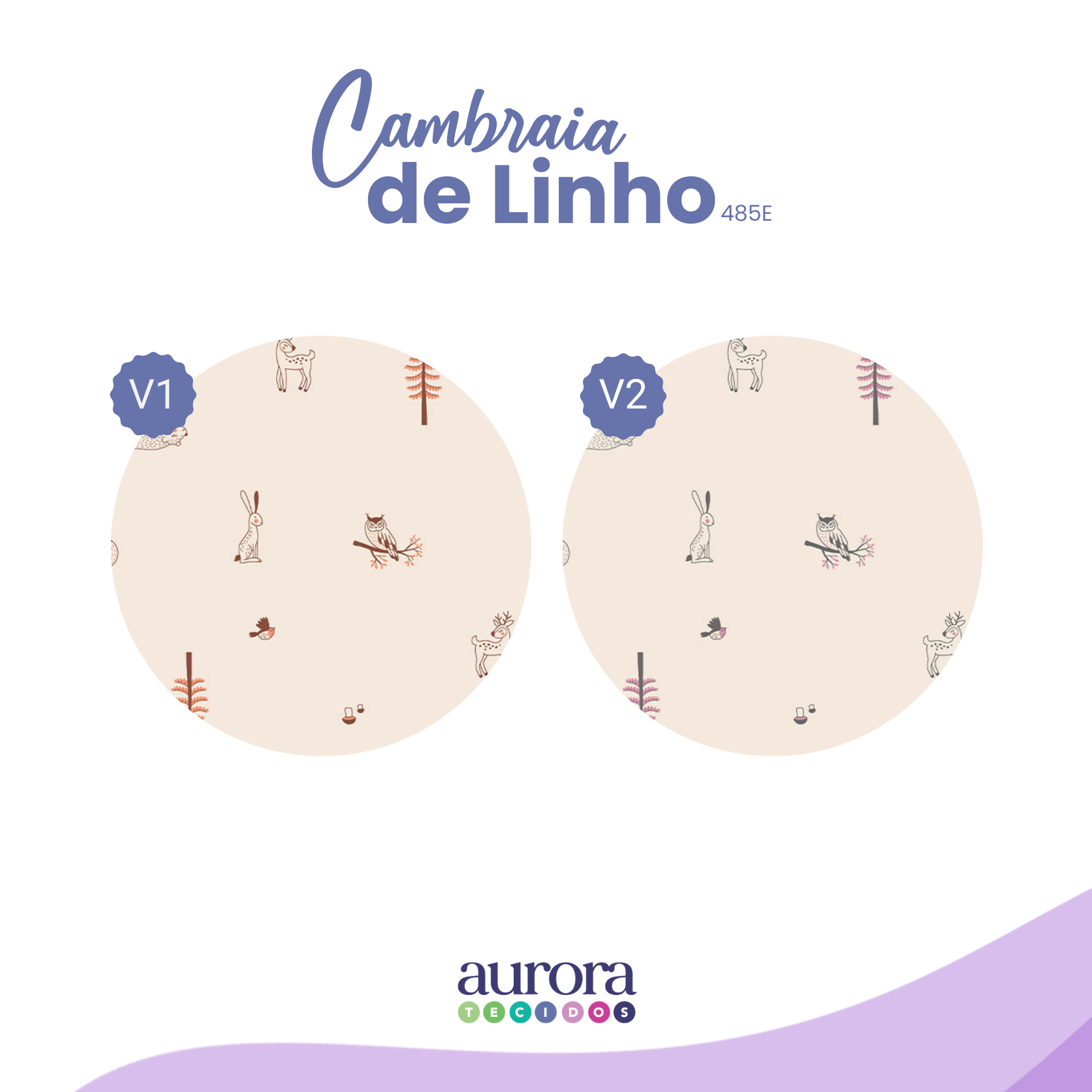 Cambraia de Algodão com Linho - Arbustos e Animais