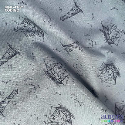484E - Cotton Linen - Linho com Algodão - Farol e Barco