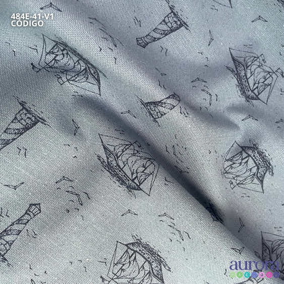 484E - Cotton Linen - Linho com Algodão - Farol e Barco