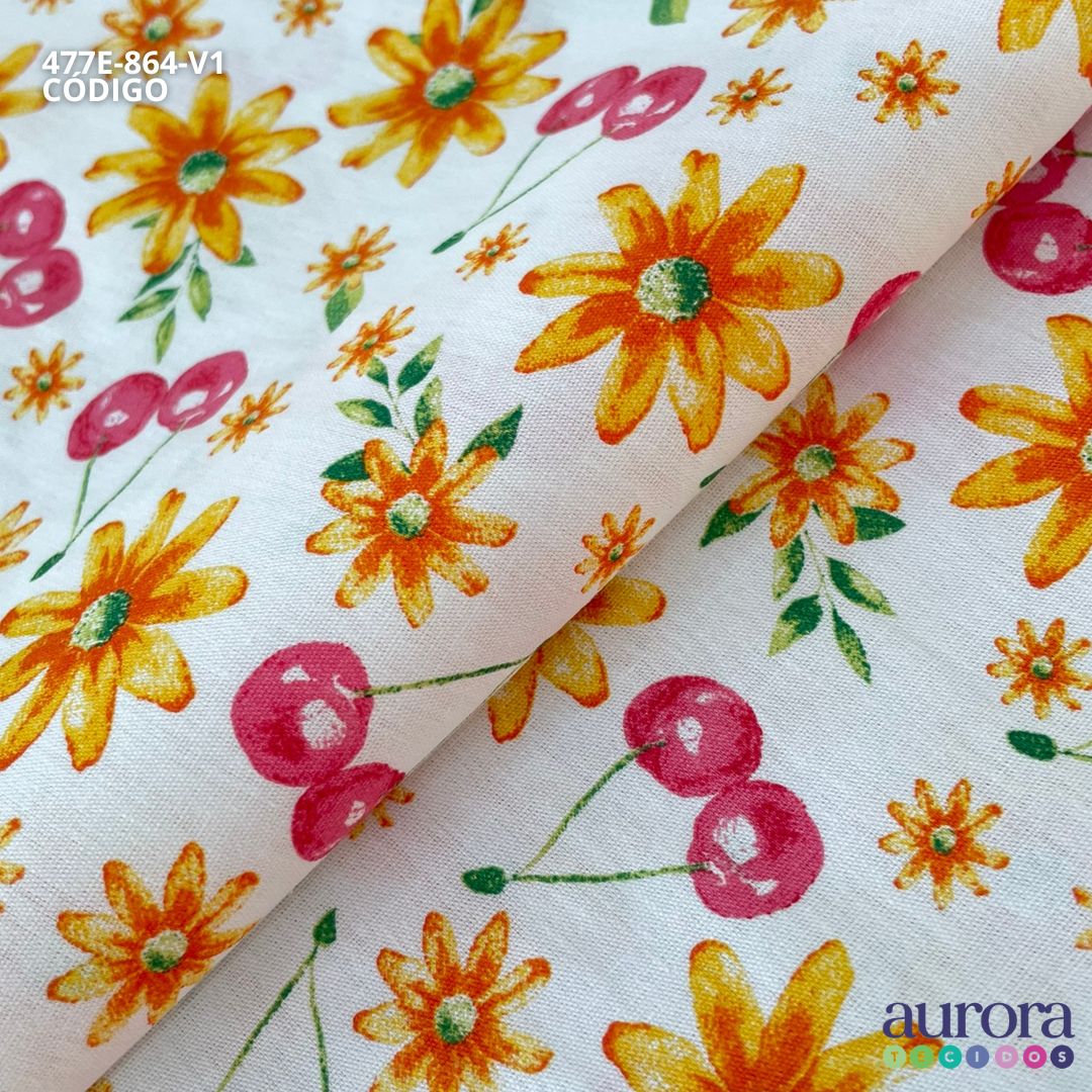Tricoline Modena 100% Algodão - Cerjas e Flores