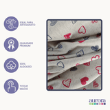 Tecido Linho Misto com Algodão Estampa  Corações