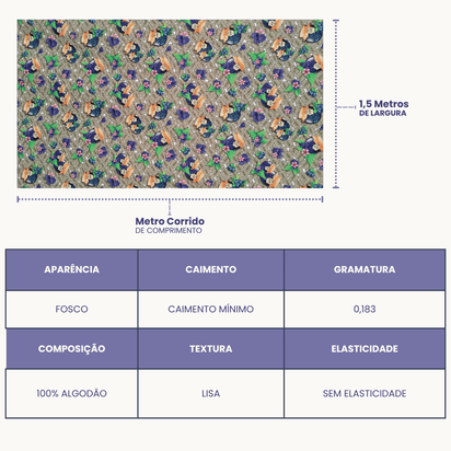 Tricoline Digital 100% Algodão - Geleia e Mel - Geleia de Amora