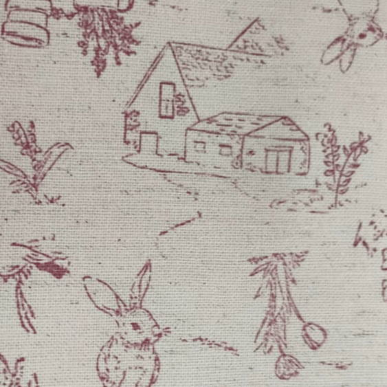 Tecido Linho com Algodão - Coleção Artesanato - Estampa Casa de Campo