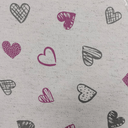 Tecido Linho Misto com Algodão Estampa  Corações