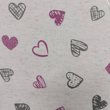 Tecido Linho Misto com Algodão Estampa  Corações