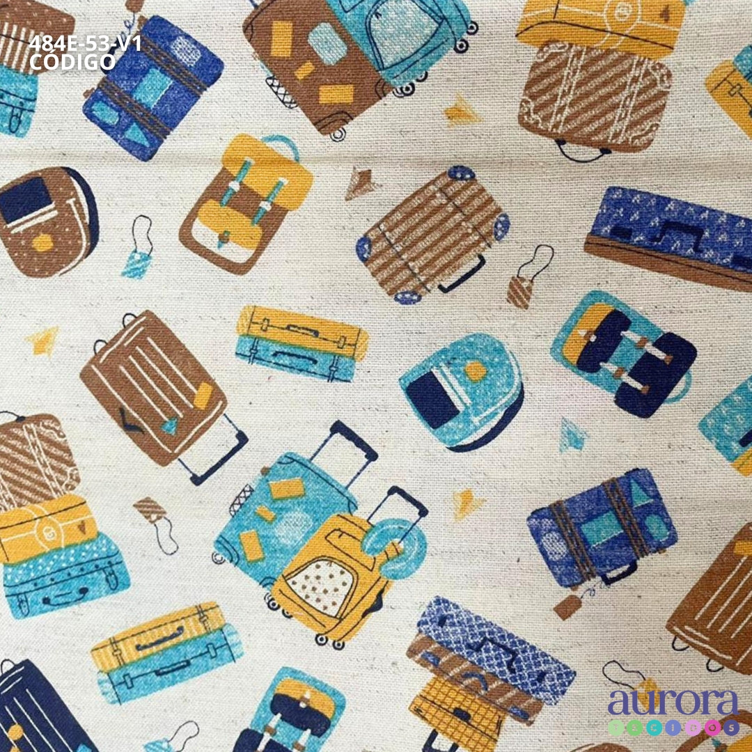 Cotton Linen - Linho com Algodão Estampa Bagagens
