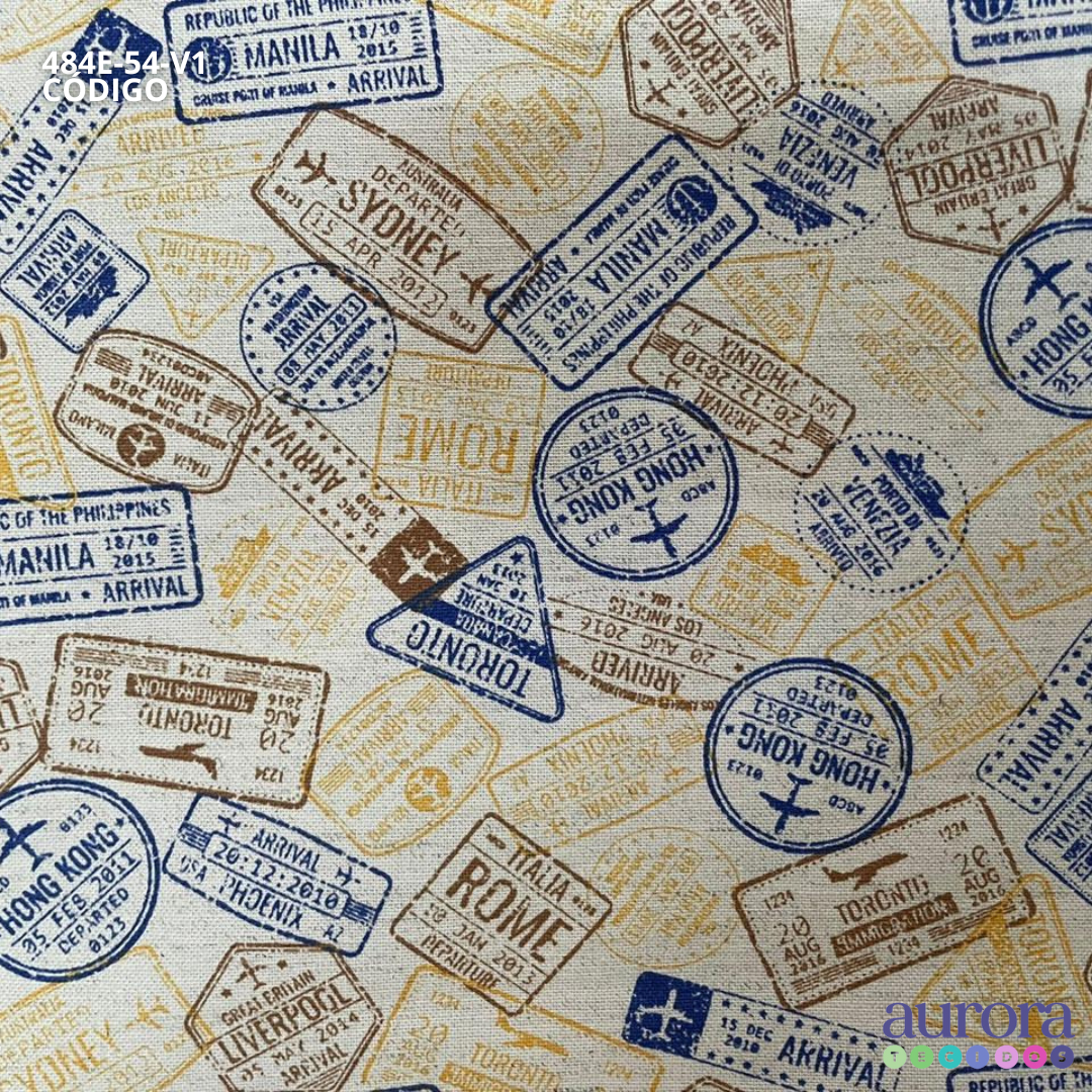 Cotton Linen - Linho com Algodão Estampa Carimbos