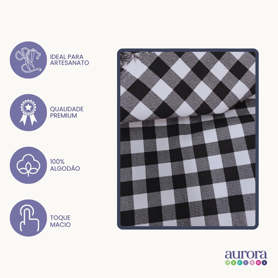 Tecido Linho Misto com Algodão - Estampa Xadrez