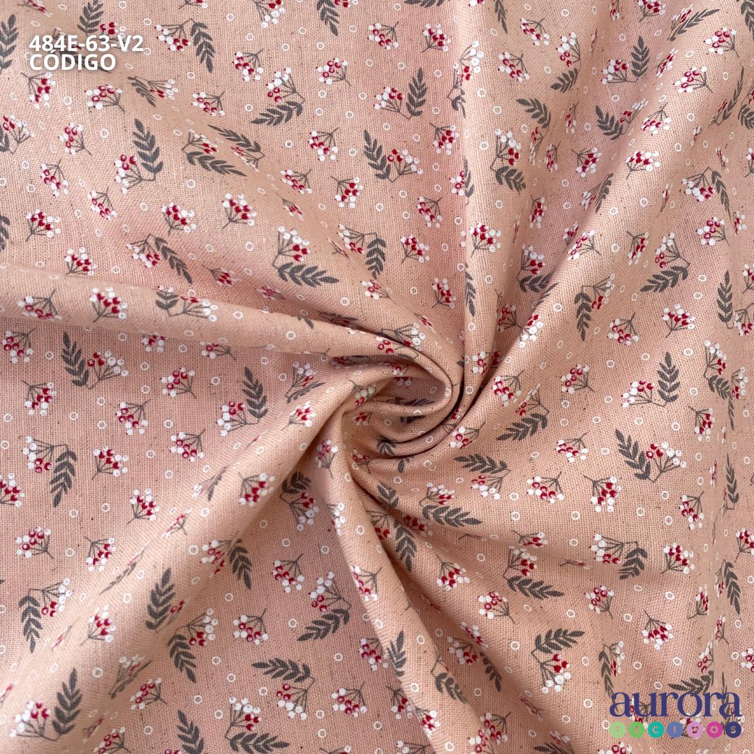 Cotton Linen - Linho com Algodão - Floral Bolinha Entardecer