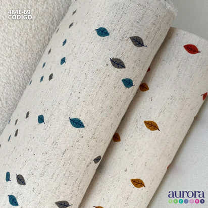 Cotton Linen - Linho com Algodão - Mini Folhas Entardecer