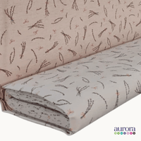 Tecido Linho com Algodão - Coleção Artesanato - Estampa Lavanda e Laços