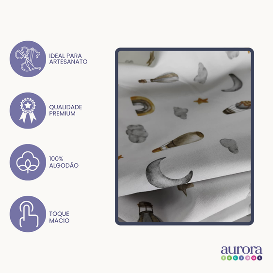 Tecidos Tricoline 100% Algodão Coleção Baby Estampa Aérea