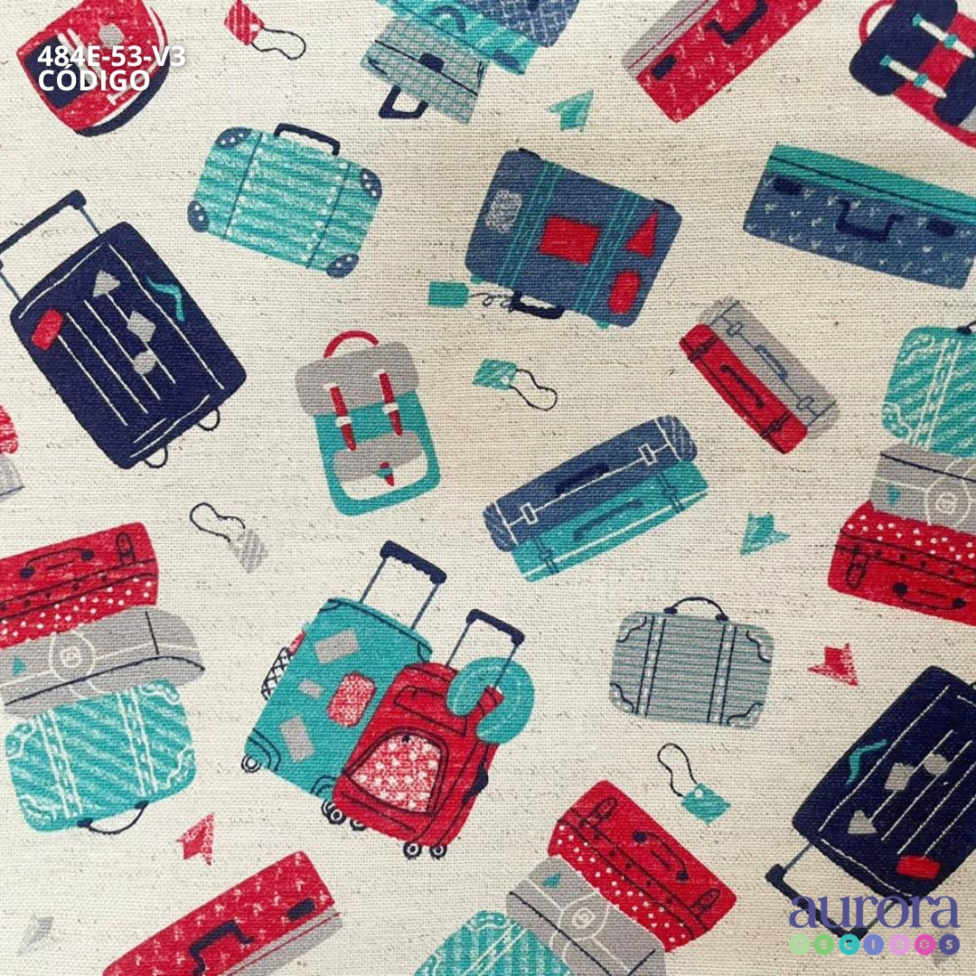Cotton Linen - Linho com Algodão Estampa Bagagens