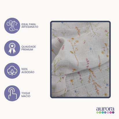 Fraldas Mini Quadriculada Estampas Digitais Floridas