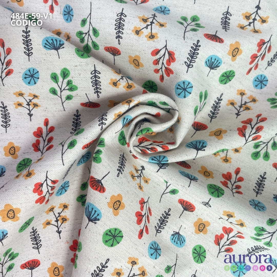 Cotton Linen - Linho com Algodão - Floral Colorido