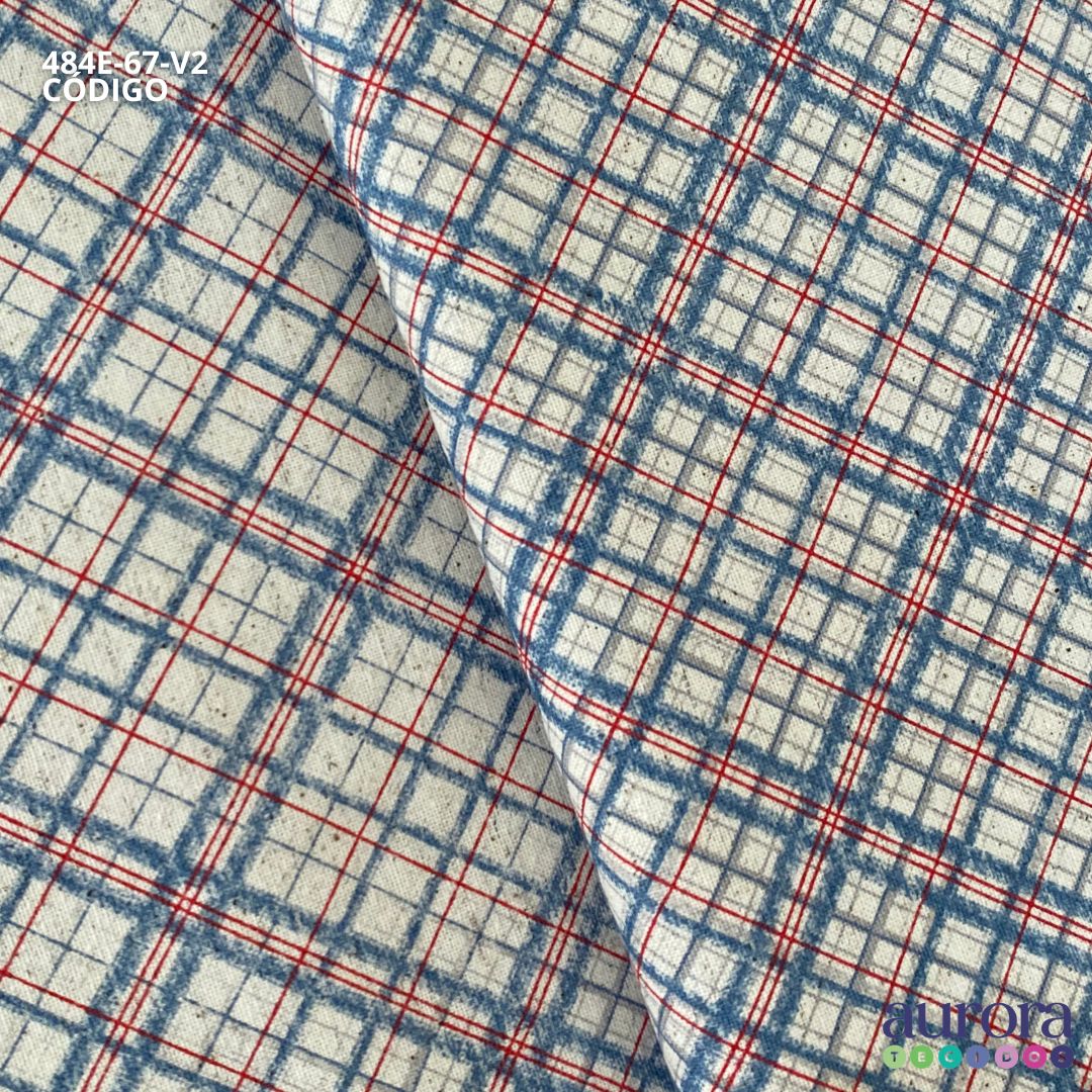 Cotton Linen - Linho com Algodão - Xadrez Diagonal Entardecer
