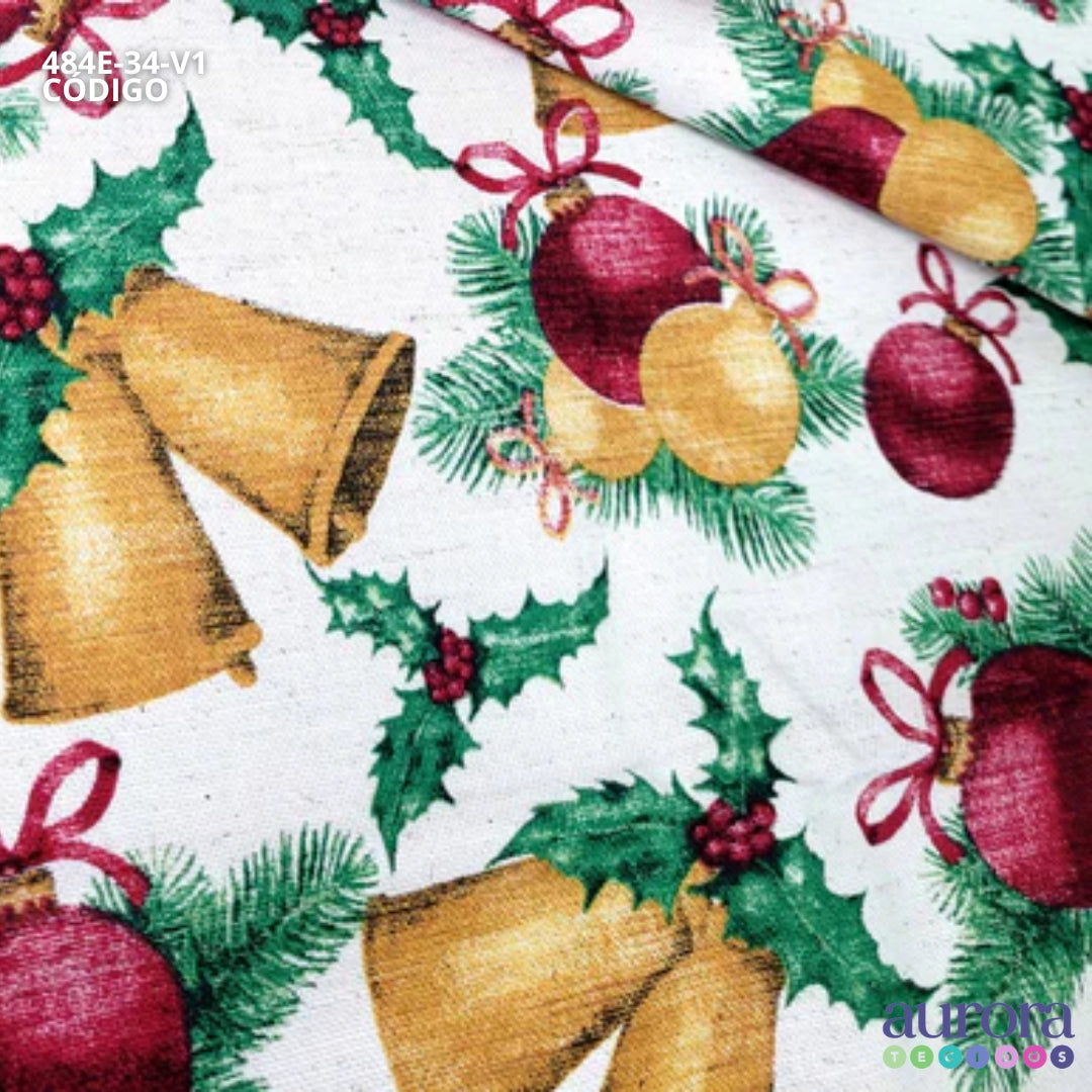 Cotton Linen - Linho com Algodão - Sinos de Natal