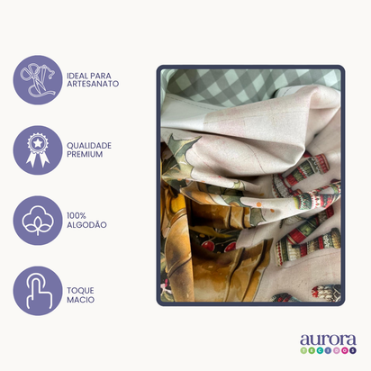 Tricoline Digital 100% Algodão - Coleção Natal Encantado - Molde Avental