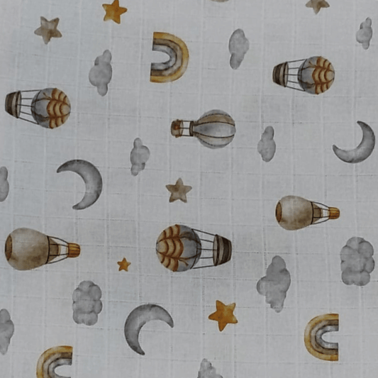 Tecido Fraldas Mini Quadriculadas Estampas Aéreas / Para Artesanato e Enxoval