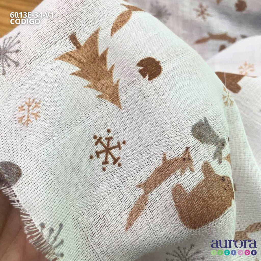 Fralda Dupla Estampada Entardecer - Bichos na Neve