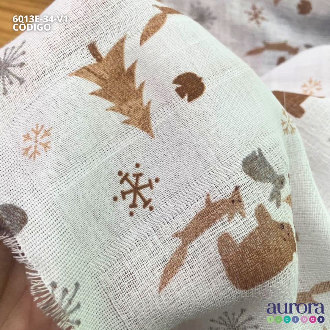 Fralda Dupla Estampada Entardecer - Bichos na Neve