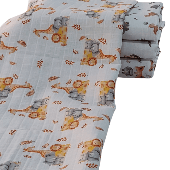 Tecido Fraldas Mini Quadriculadas /  Estampas Digitais - Coleção  Animais / Para Artesanato e Enxoval